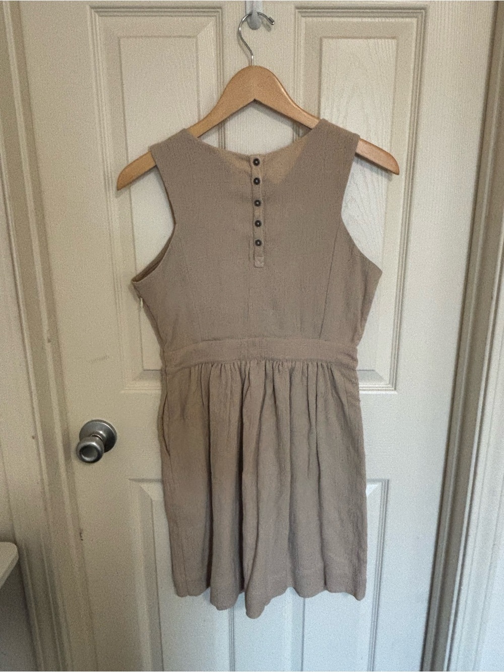 Lucky Brand Embroidered Boho Dress Small Beige Sleeveless V‑Neck Cotton Summer - Picture 7 of 10